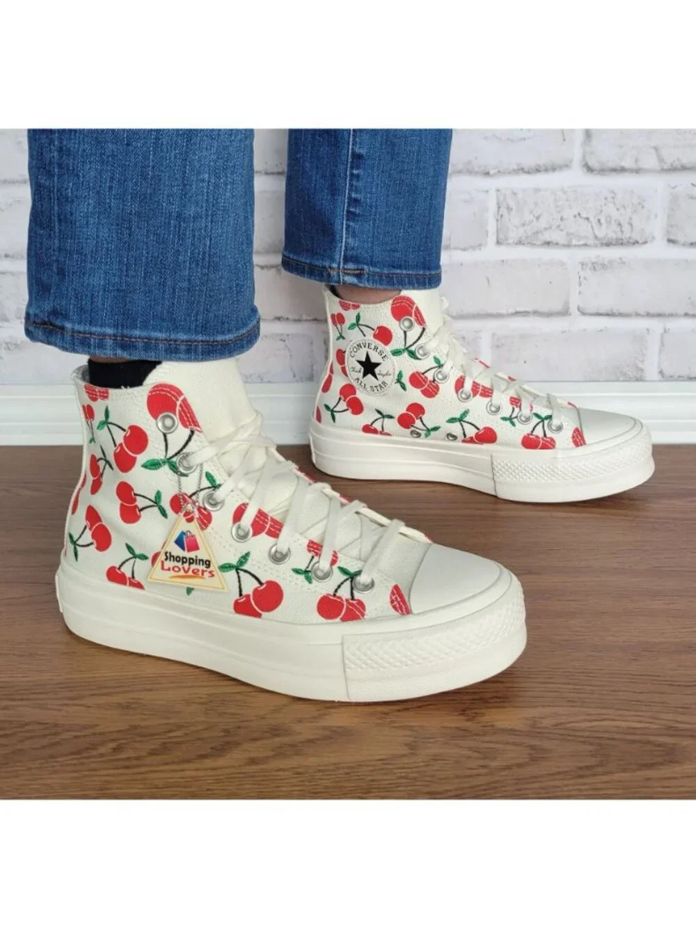 ⭐Converse Ctas Lift Platform Cherries 6.5 Womens Shoes Egret Red Sneaker A08096C